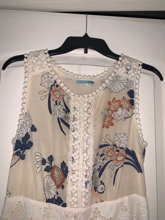 Anthropologie Leifnotes Women’s Boho Field Biology Floral Lace-Trim Maxi Dress - Picture 2 of 11